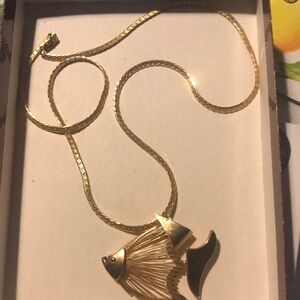 Gold Fish Pendant Necklace